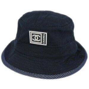 Chanel Navy Sport Line Bucket Hat #M Small Good 135814